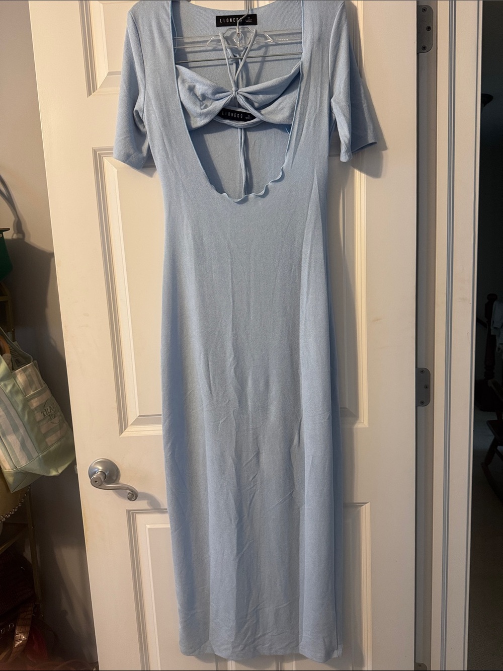 Lioness Pale Blue Backless Cutout Maxi Dress
